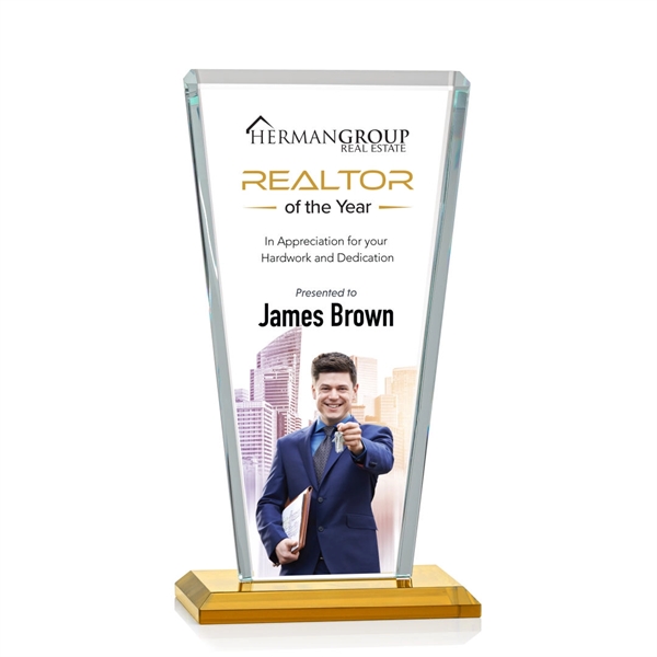 Our extraordinary beveled Starfire angular award is combined with amber optical... from ASI 84592 St Regis Group / St Regis