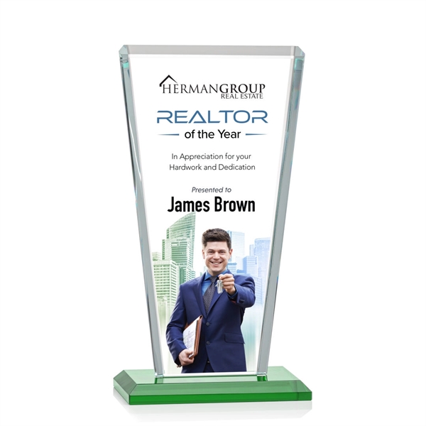 Our extraordinary beveled Starfire angular award is combined with emerald optical... from ASI 84592 St Regis Group / St Regis