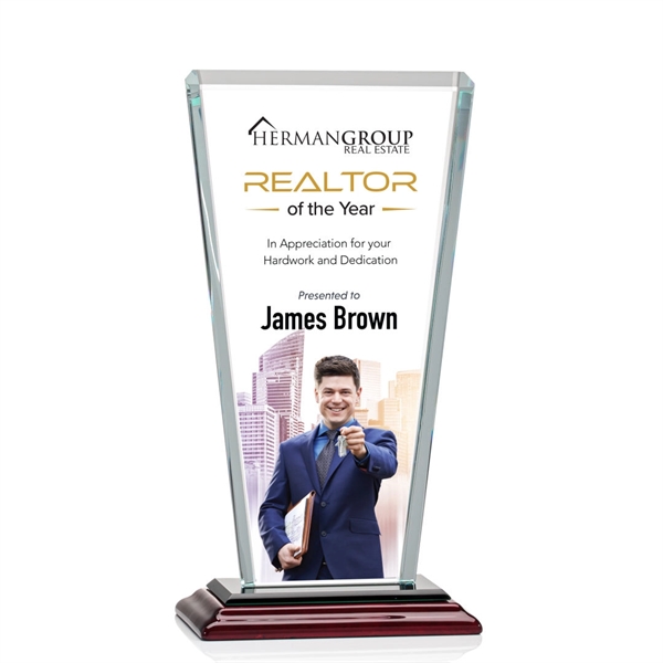 Our extraordinary beveled Starfire angular award is combined with Rosewood Albion™... from ASI 84592 St Regis Group / St Regis