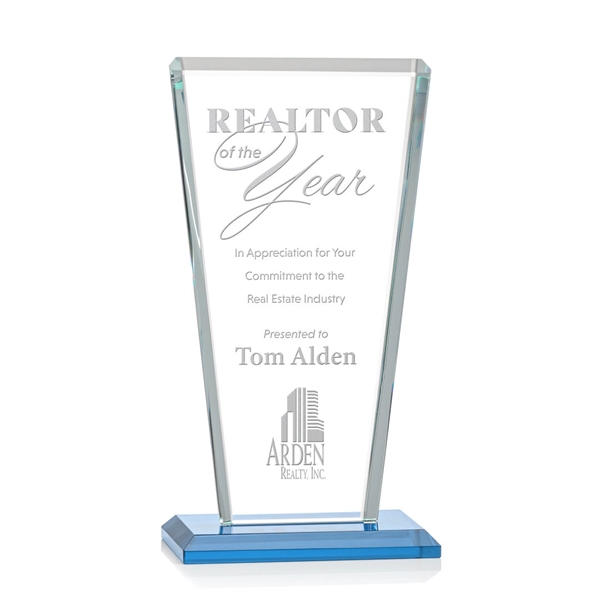 Our extraordinary beveled Starfire angular award is combined with sky blue... from ASI 84592 St Regis Group / St Regis