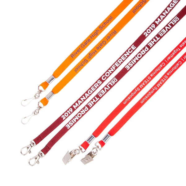 Our 3/8" Flat Polyester Double-ended polyester lanyards in assorted styles and... from ASI 62088 IDProductsource