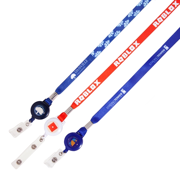 Polyester-made, dye sublimated lanyard with retractable badge reel.... from ASI 62088 IDProductsource