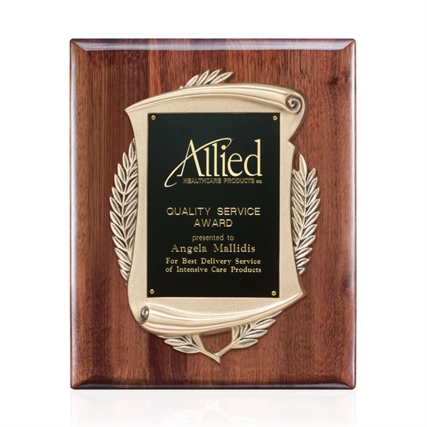 Walnut piano finish plaque with antique bronze frame. 10 1/2" x... from ASI 84592 St Regis Group / R S Owens & Co Inc