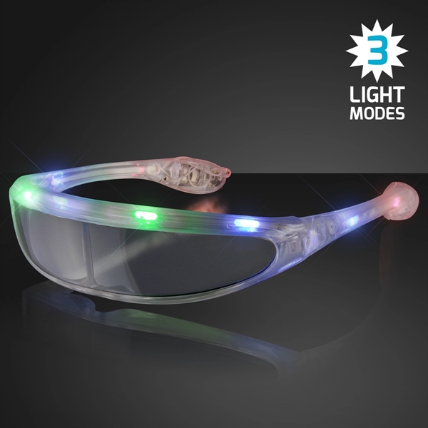 Blank or Imprinted. Futuristic sunglasses with multicolor LEDs and 3 light... from ASI 34194 ALightPromos / Alight Promotional Products