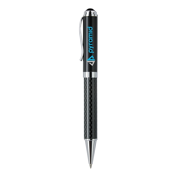 Carbon fiber barrel ballpoint pen, has chrome accents and a twist... from ASI 31517 Admart Products