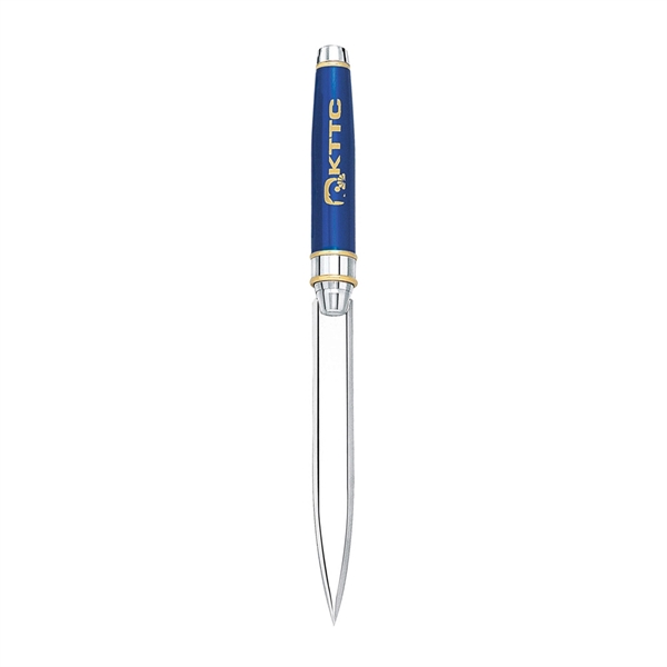Brass construction barrel letter opener with polished gold accents.... from ASI 31517 Admart Products / Admart Line