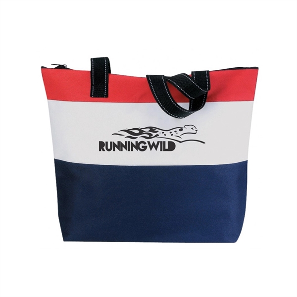 Poly striped design zipper tote bag.... from ASI 31517 Admart Products / Admart Line