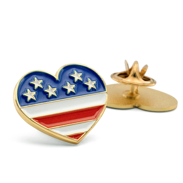 1" die struck metal heart-shaped USA flag pin with enamel color,... from ASI 52263 EMT / EMT