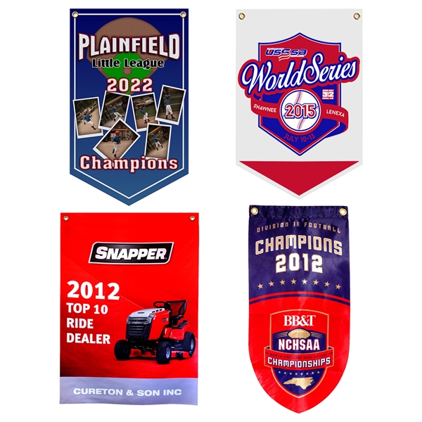 Heavyweight polyester hanging banners in assorted sizes and colors.... from ASI 52263 EMT / EMT