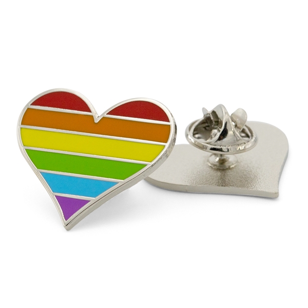 1" die struck metal heart shaped LGBTQ lapel pin with gold... from ASI 52263 EMT / EMT EASY