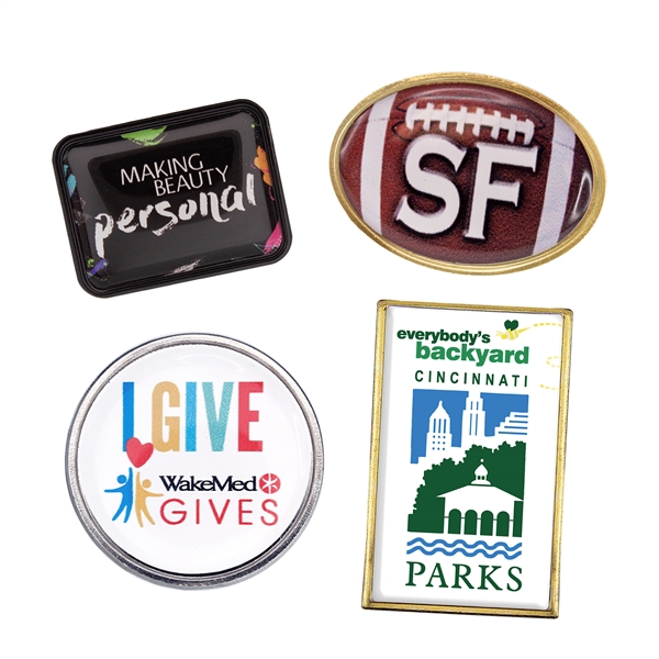 Stock shape brass lapel pins with full color poly dome imprint... from ASI 52263 EMT / EMT EMT EASY