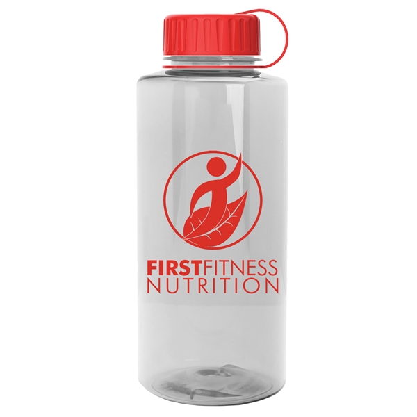 The Mountaineer 36 oz. Transparent Bottle with Tethered lid. Molded with... from ASI 55990 Garyline