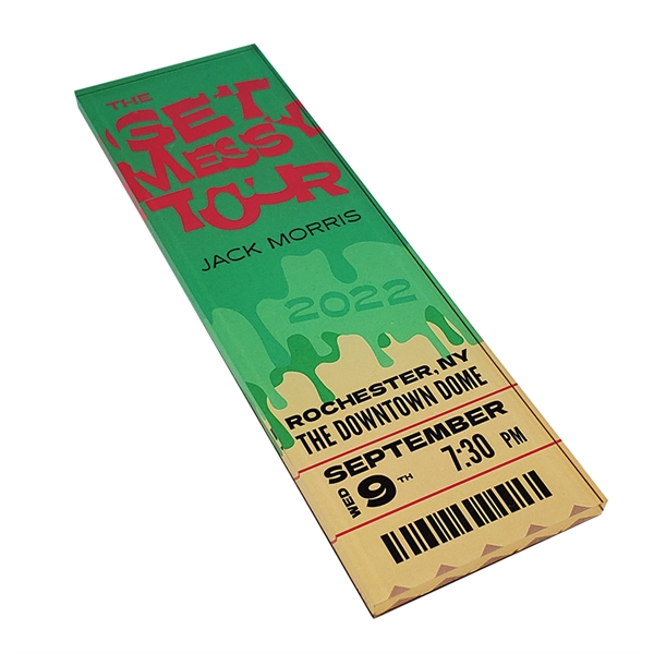 Ticket shaped acrylic magnets with 1/4" thickness and full color imprinting.... from ASI 72521 Morris Magnets / Laser Cuts