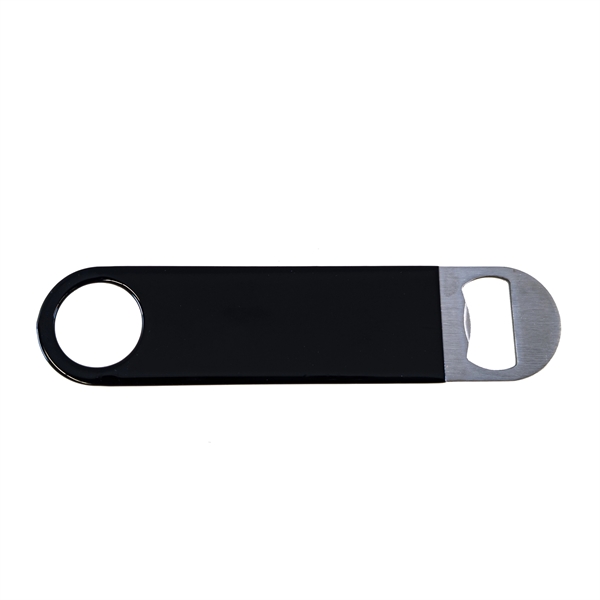 Vinyl coated stainless steel bottle opener with a round opening at... from ASI 90807 Tekweld