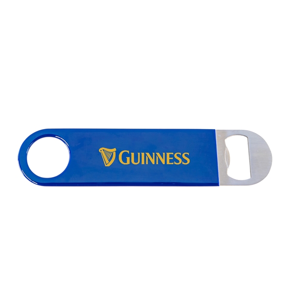 Vinyl coated stainless steel bottle opener with a round opening at... from ASI 90807 Tekweld