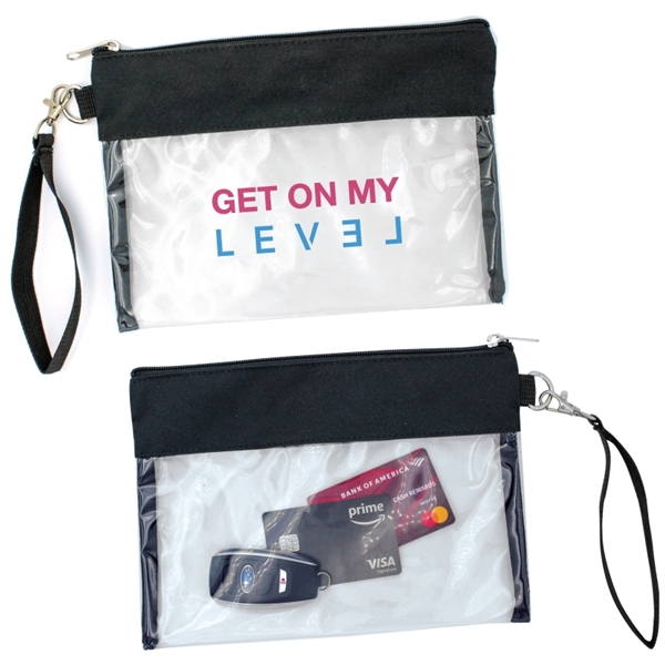 Clear vinyl PVC wallet wristlet with main zippered compartment and detachable... from ASI 57655 STOPNGO Line