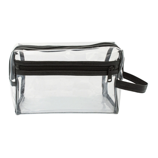 Clear vinyl PVC toiletries travel kit bag with zippered compartments and... from ASI 57655 STOPNGO Line