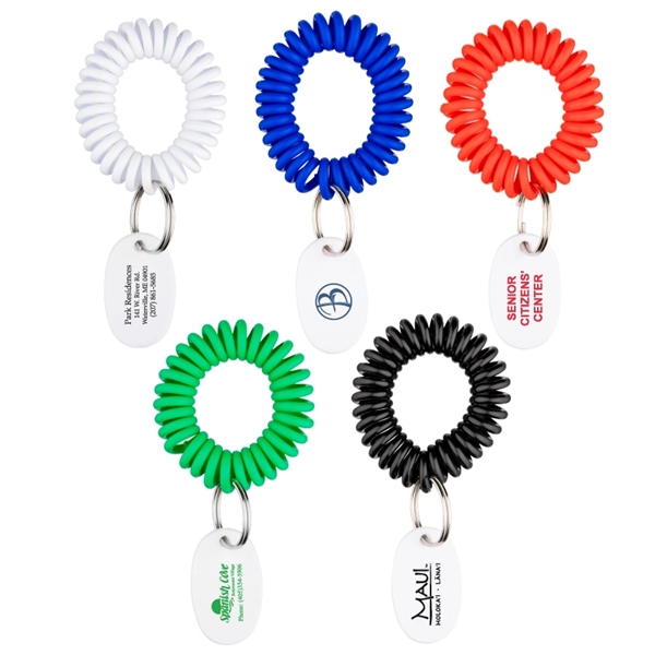EVA plastic bungee bracelet wrist loop coil with keyring and tag.... from ASI 57655 STOPNGO Line