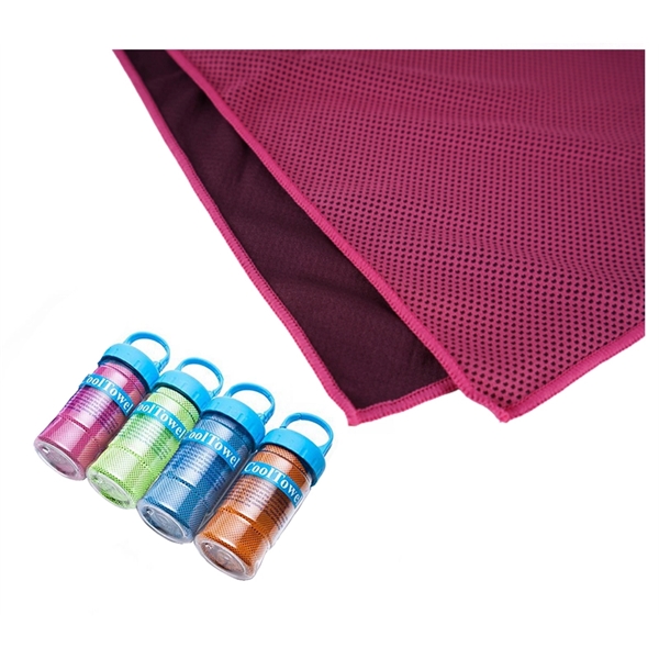 Fiber cation cooling towel in plastic bottle + free full color... from ASI 37218 Athena Promo (tm)