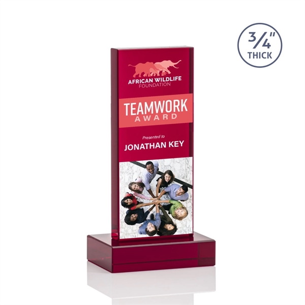 The Marvelous Hathaway Award features a striking Ruby Crystal Tower mounted... from ASI 84592 St Regis Group / St Regis