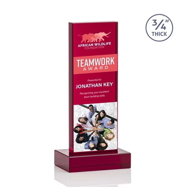 The Marvelous Hathaway Award features a striking Ruby Crystal Tower mounted... from ASI 84592 St Regis Group / St Regis