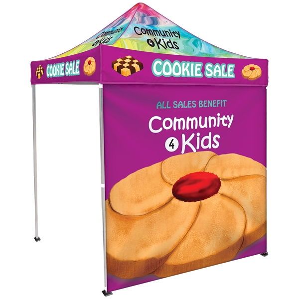 Custom full color digital 6.5' square canopy tent with one full... from ASI 80228 Quinn