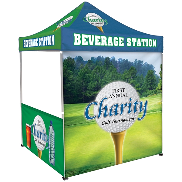 Custom full color digital 6.5' square canopy tent with one full... from ASI 80228 Quinn