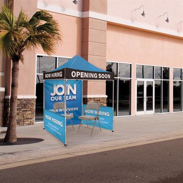 Custom full color digital 6.5' square canopy tent with one full... from ASI 80228 Quinn