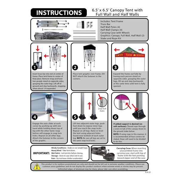 Custom full color digital 6.5' square canopy tent with one full... from ASI 80228 Quinn