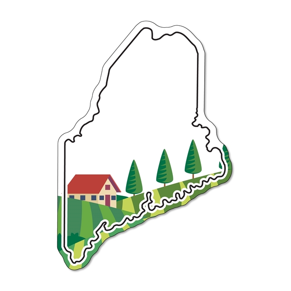 3.57"H x 2.51"W Maine State non-toxic magnet with Customization options.... from ASI 54040 Fey Promo / Magna-Tel by Fey