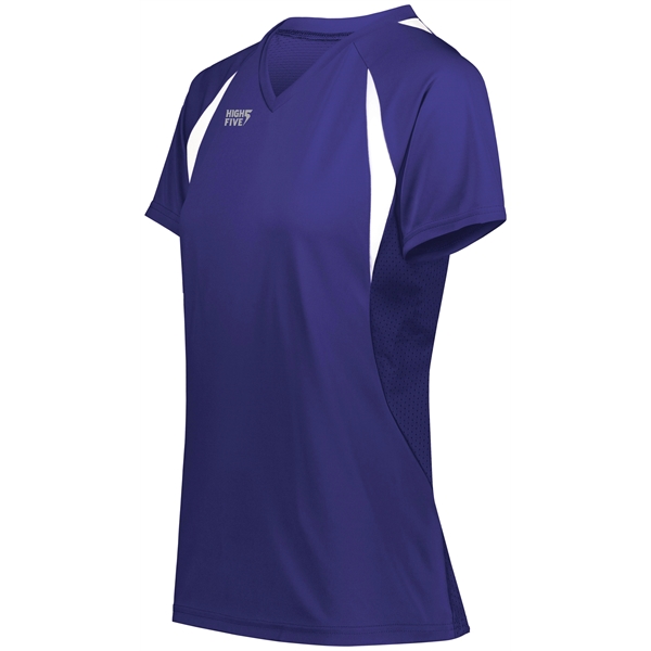 Girls Color Cross Jersey with a v-neck collar.... from ASI 37461 Augusta Sportswear