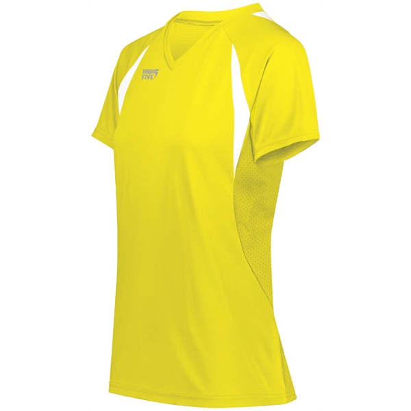 Girls Color Cross Jersey with a v-neck collar.... from ASI 37461 Augusta Sportswear