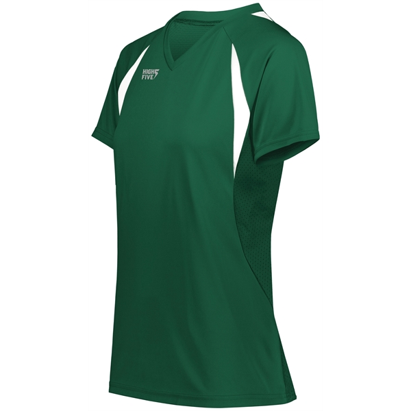 Girls Color Cross Jersey with a v-neck collar.... from ASI 37461 Augusta Sportswear