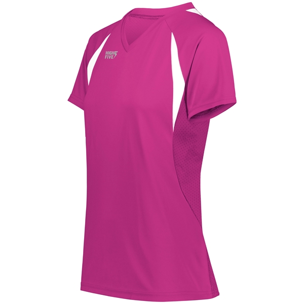 Girls Color Cross Jersey with a v-neck collar.... from ASI 37461 Augusta Sportswear