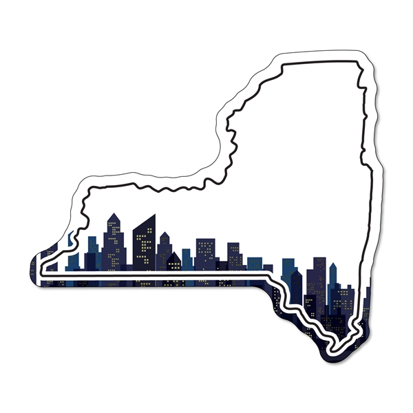 New York State shaped 35 mil, USA made, non-toxic white magnet... from ASI 54040 Fey Promo / Magna-Tel by Fey