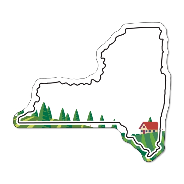 New York State shaped 35 mil, USA made, non-toxic white magnet... from ASI 54040 Fey Promo / Magna-Tel by Fey