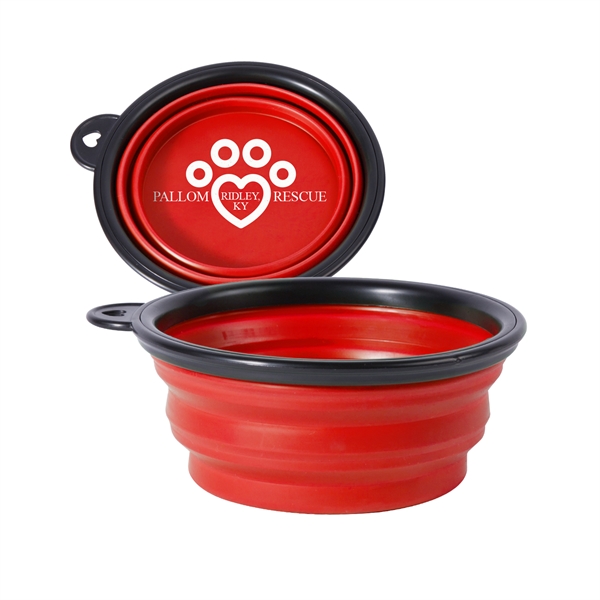 Collapsible 5.11" diameter silicone pet bowl with carabiner clip.... from ASI 62088 IDProductsource