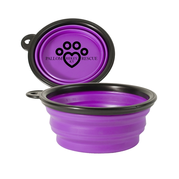 Collapsible 5.11" diameter silicone pet bowl with carabiner clip.... from ASI 62088 IDProductsource