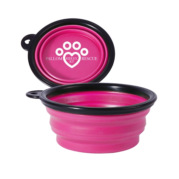 Collapsible 5.11" diameter silicone pet bowl with carabiner clip.... from ASI 62088 IDProductsource