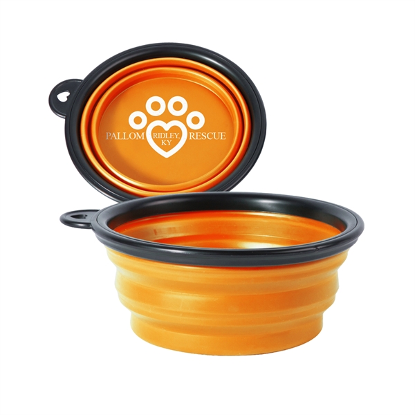 Collapsible 5.11" diameter silicone pet bowl with carabiner clip.... from ASI 62088 IDProductsource