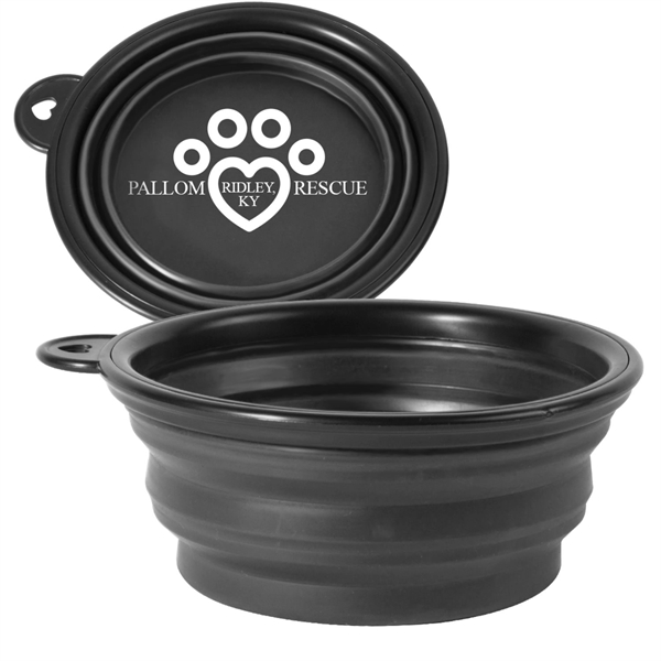 Collapsible 5.11" diameter silicone pet bowl with carabiner clip.... from ASI 62088 IDProductsource