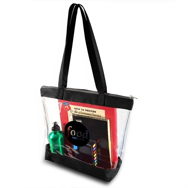 Clear tote with solid-color fabric top closure and bottom, matching 26"... from ASI 40544 Binaco