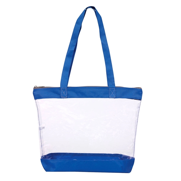 Clear tote with solid-color fabric top closure and bottom, matching 26"... from ASI 40544 Binaco
