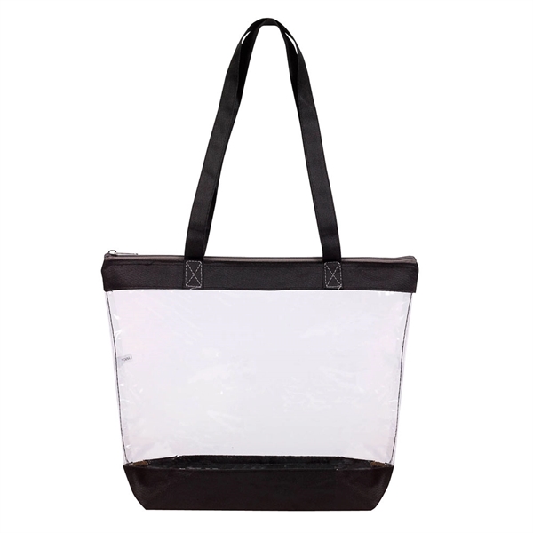 Clear tote with solid-color fabric top closure and bottom, matching 26"... from ASI 40544 Binaco