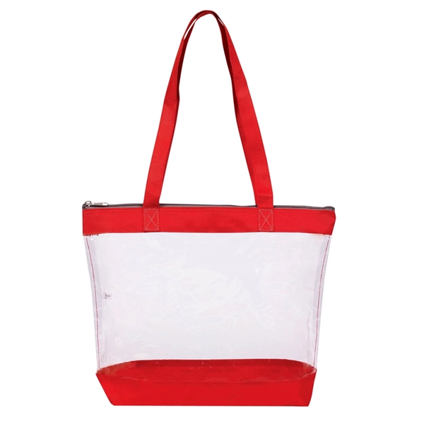 Clear tote with solid-color fabric top closure and bottom, matching 26"... from ASI 40544 Binaco