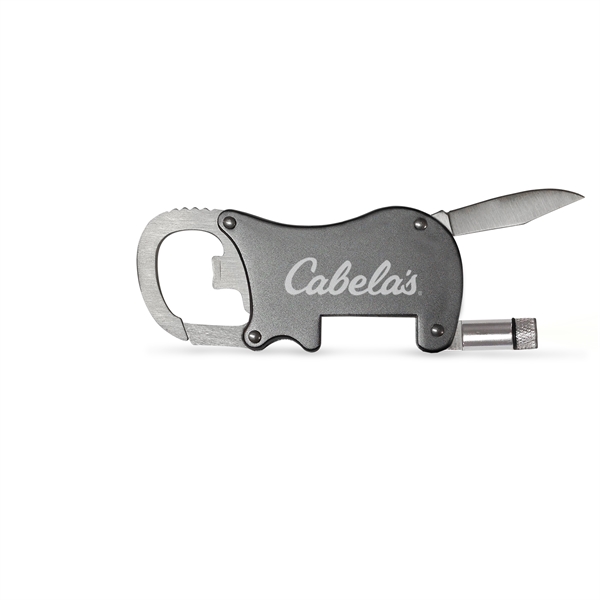 Metal body with expandable knife, LED light, bottle opener and carabiner... from ASI 34040 Alexander Mfg Co