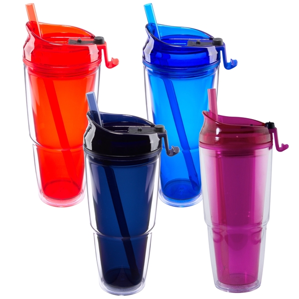20. oz acrylic tumbler with spill-proof screw-on lid and color matching... from ASI 90859 Tempo Industries Inc / Tempoline