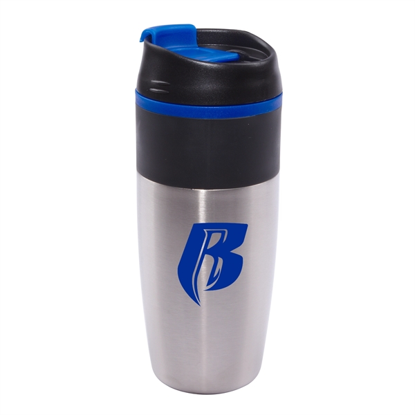 Stainless 16 oz. tumbler with colored liner and snap-close lid.... from ASI 90859 Tempo Industries Inc / Tempoline
