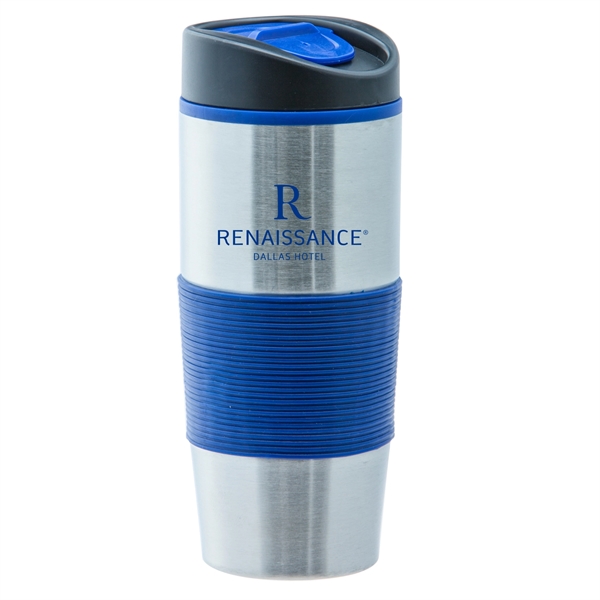 15 oz stainless steel tumbler with a rubber grip and slide... from ASI 90859 Tempo Industries Inc / Tempoline