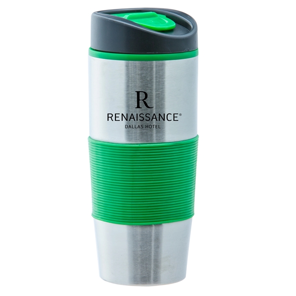 15 oz stainless steel tumbler with a rubber grip and slide... from ASI 90859 Tempo Industries Inc / Tempoline